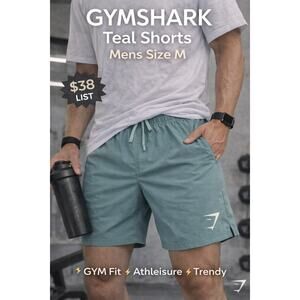 Gymshark Teal Athletic Shorts M Lightweight Gym Training Activewear